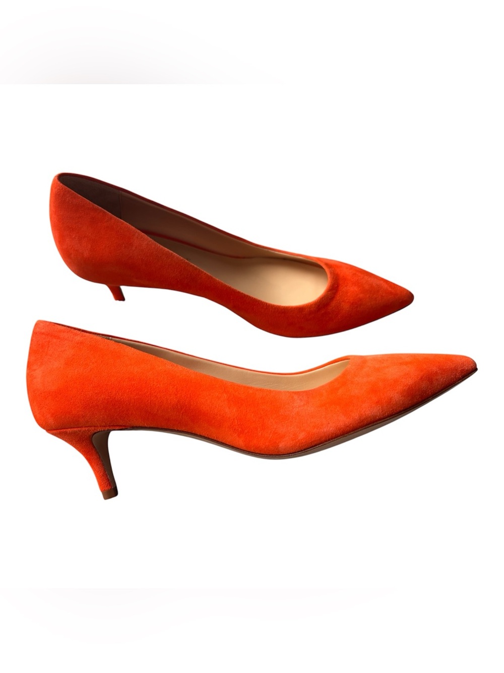 MARION PARKE Pointed Toe Kitten Heel SUEDE SUNSET ORANGE 36.5